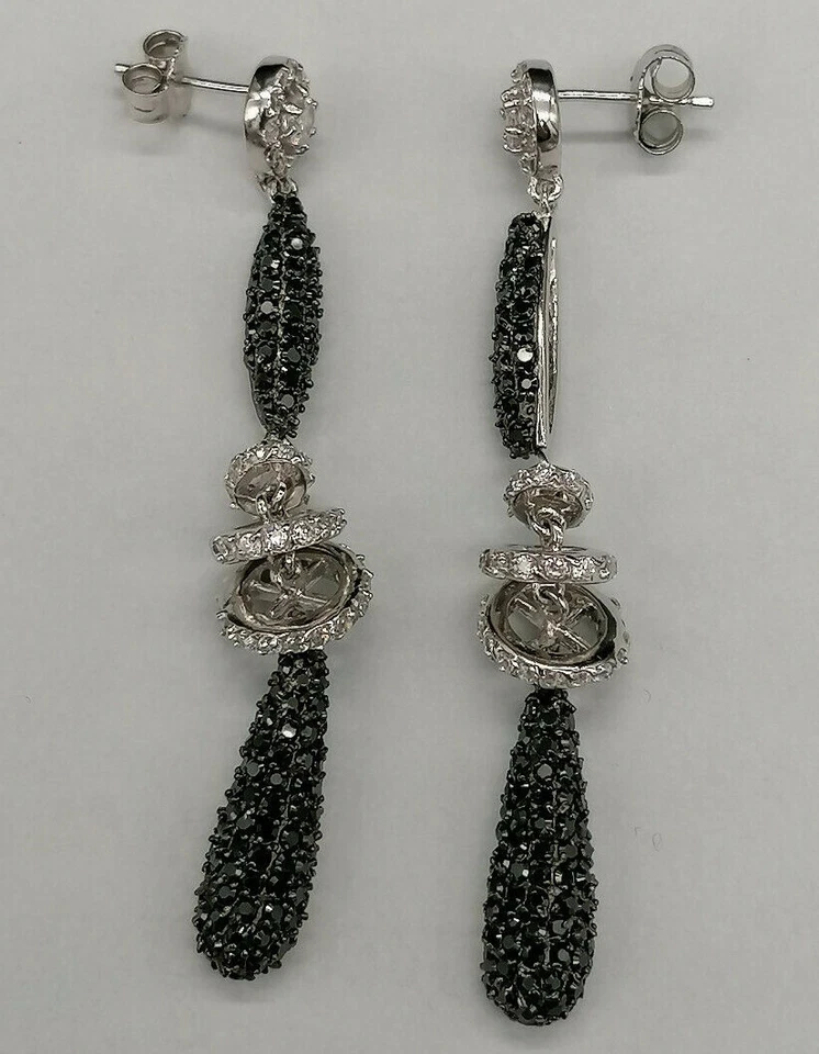 orecchini gioiello da donna pendenti a goccia zirconi argento GIOIELLO ITALIANO - Immagine 1 di 4