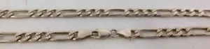 Sterling Silver Diamond-Cut Flat Figaro Link Chain Solid 925 Italy Necklace - Picture 1 of 2