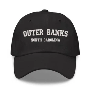 Outer Banks North Carolina embroidered black cotton cap hat, Souvenir cap hat - Picture 1 of 4