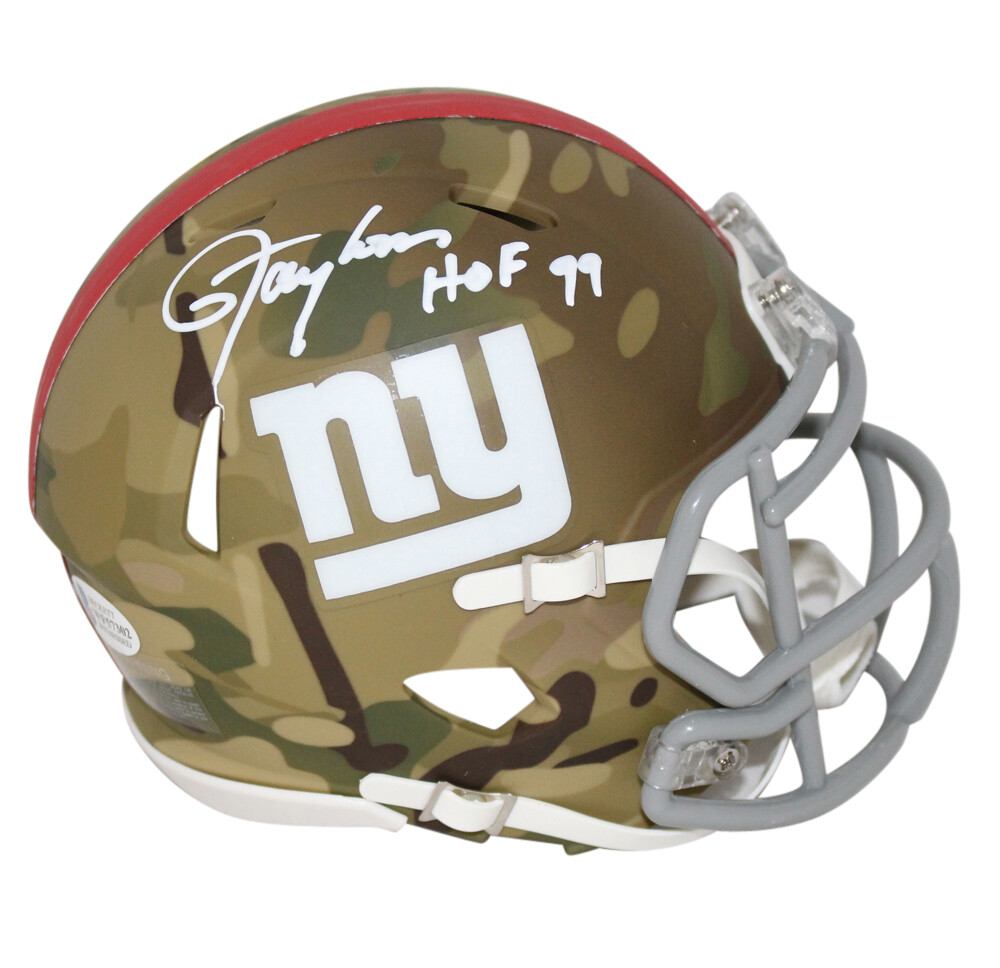Lawrence Taylor- Autographed Signed New York Giants Camo Mini Helmet HOF Beckett 