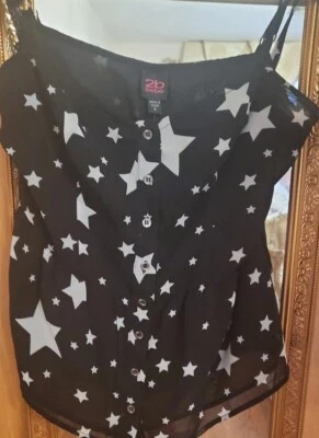 Camiseta sin mangas Peplum 2b Bebe Stars negra blanca - talla mediana  Foto 1 de 4