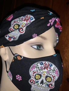 Sugar Skull Face Mask Headband With Glitter Day Of The Dead Día De Los Muertos - Picture 1 of 5