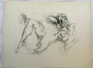 Lithografie Originell Gut Zum Zuziehen Frau Nackt Akt Nacktheit Curiosa Monogram - Picture 1 of 9