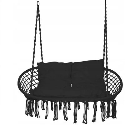 QLS Hängesessel - bis 300 kg Indoor Outdoor Hängeschaukel für 2 Personen schwarz - Bild 1 von 4