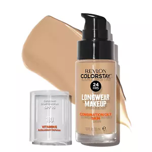 Revlon Liquid Foundation 180 Sand Beige 1 Fl Oz Colorstay Face Makeup for Combin - Picture 1 of 12