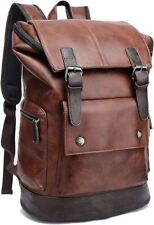 Brown Leatherette Anti Theft Casual Laptop Backpack with 15.6 Inch Laptop Pocket