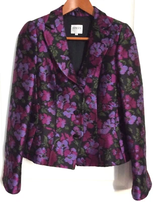 Chaqueta Blazer Armani Collezioni Floral Jacquard Bordada Púrpura Negra Verde 6 Foto 1 de 4