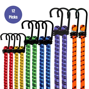 Heavy Duty 12X Elastic Bungee Cords Hooks Multi-Purpose Luggage Straps, Mix Size - Picture 1 of 16