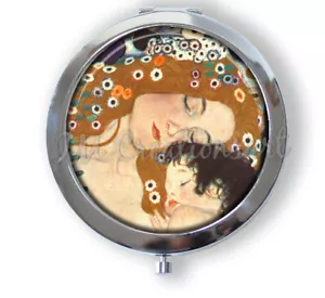 Klimt's Mother and Child Art Compact Mirror, Pocket Mirror, purse Keepsake - Picture 1 of 4