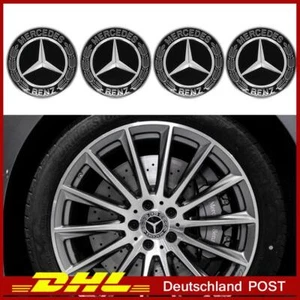 4x75mm Radnabenkappen Silber-Schwarz Für Mercedes-Benz Nabendeckel Felgenkappen - Bild 1 von 4