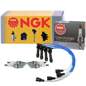NGK Wire & 4 V-Power Spark Plugs Kit For Isuzu Rodeo Sport 2.2 L.4 X22SE 2003 - Picture 1 of 1