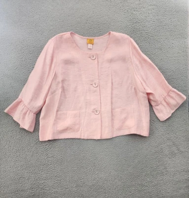 Ruby Rd Jacket Womens 24W Plus Pink Light Weight Button Up Rayon Polyester - Image 1 of 4