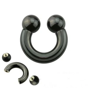 Horseshoe Heavy 2 Gauge 5/8" 10mm Balls Titanium Black IP Internal Thread - Picture 1 of 4