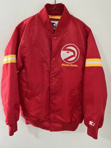 VTG NBA Atlanta Hawks Red Starter Jacket Size Men’s Medium (Unique Design!) Cover