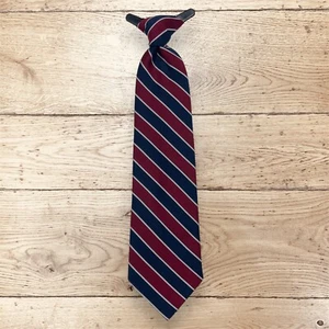 Vintage más de 20 años! Corbata con clip para niño azul marino rojo rayas poliéster 15" x 3,5" - Imagen 1 de 6