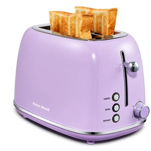 2 Slice Toaster Retro Stainless Steel with Bagel, Cancel, and Defrost Functio... - Picture 1 of 8