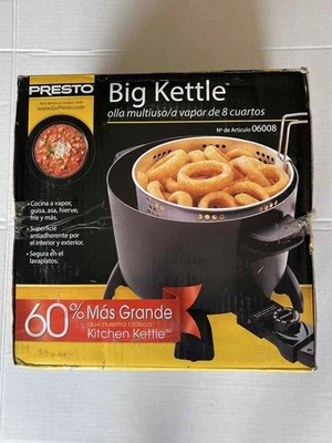 Presto 8 Quart Big Kettle Deep Fryer Black 06008(Missing Magnetic Cord Assembly) - Image 1 of 4