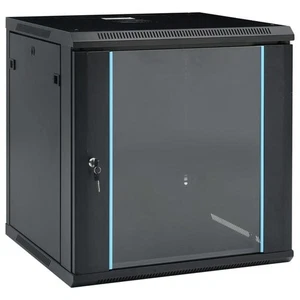 12U Wall Mounted Network Cabinet for 19-inch Rack, Lockable Steel Enclosure - Picture 1 of 9