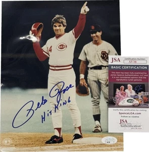 Pete Rose Signed Autographed 8X10 Photo Reds Hit King Inscribed 4192 Garvey JSA - Picture 1 of 2