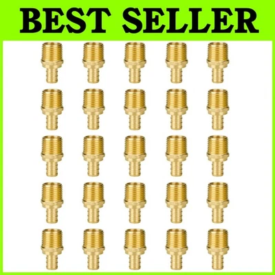 25-Pack 1/2" NPT to 1/2" PEX Male Adapter, Lead-Free Brass - Image 1 of 4