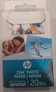 HP ZINK Fotopapier mit selbstklebender Rückseite | 2" x 3" Schnappschüsse 20 Blatt NEU - Bild 1 von 2