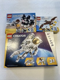 Lego Creator 3 in 1 #31152 Astronaut #31021 Pets #31004 Eagle Used Complete