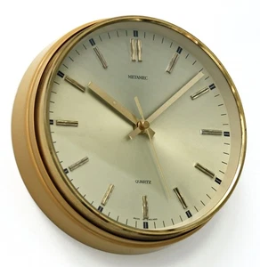 Vintage 22cm Metamec Wall Clock - Gold Retro Mid Century 1970s Kitchen Clock - Picture 1 of 4