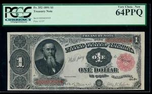 AC Fr 352 1891 $1 Treasury Coin Note STANTON PCGS 64 PPQ - Picture 1 of 2