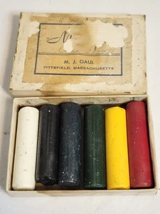 Scatola vintage lenti ottiche pastelli a cera orig. Scatola? Rosso, verde, giallo, nero, blu navy, bianco - Foto 1 di 7