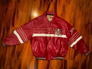 Giacca di pelle vintage Avirex Buffalo Spirit 5XL rossa USA anni 90 hip hop varsity - Foto 1 di 21