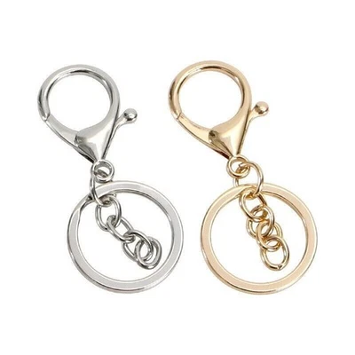 20x Metal Lobster Claw Clasp Keychain w/ Swivel Clip Split Ring Jewelry Findings - Image 1 of 4