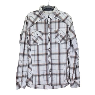 Camisa BKE Calce Atlético Perla A Presión Hombres Grande A Cuadros Occidental Informal Vaquero Festival Foto 1 de 4