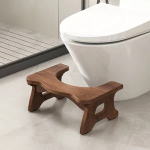 Sgabello WC in Legno di Teak 7" Sgabello Vasino Squating per Adulti e Bambini Sgabello Cacca - Foto 1 di 9
