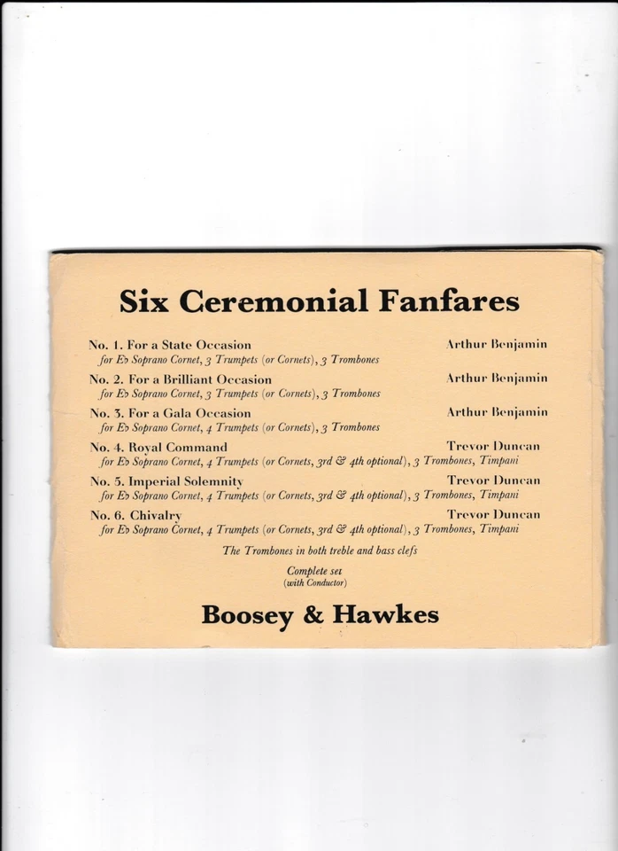 Seis Fanfarrias Ceremoniales, Corneta Eb Soprano, 3 Trompetas, 3 Trombones, A. Benjamin Foto 1 de 1