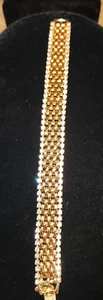 Kenneth J Lane KJL Armband goldfarben Strass VINTAGE Faltschließe - Bild 1 von 5