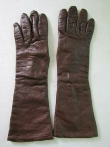Vintage Italian leather Gloves Women Small Montgomery Ward Forearm Gloves VTG - Picture 1 of 10