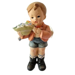 Vintage Relpo Planter Boy with Blue Flowers MCM Retro Kitsch K1458 - Imagen 1 de 11