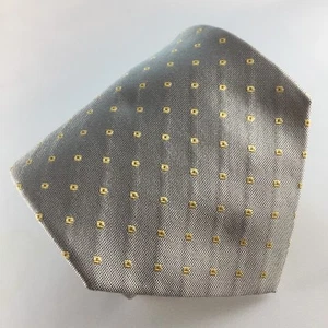 ALTEA MILANO 58L Light Grey & Yellow Geometric Silk Mens Neck Tie -Made in Italy - Picture 1 of 8