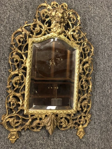 ORNATE  HANGING BRASS MIRROR SIGNED BLACK & STORY FROST NY C 1875 BACCHUS GRAPE Cover