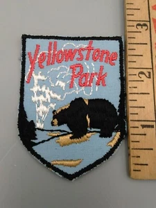 Vintage Wyoming Yellowstone Park Patch Black Bear Near Old Faithful - Picture 1 of 3