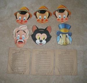 Pinocchio/Gillette Blue Blade Paper Masks (6) + 3 Envelopes - Picture 1 of 5