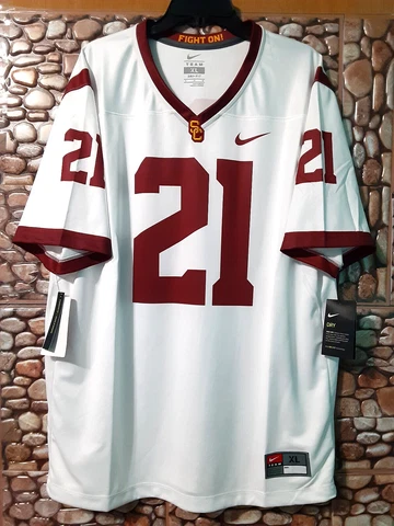 NWT! Nike USC Trojans #21 Away Football Game Jersey White Men's Size XL Cover