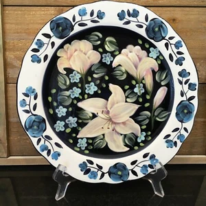 Lesal Studio 11" Blue Floral Serving Plate Platter Certified International - Picture 1 of 5