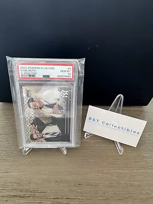 2022 Stadium Club Chrome #3 Babe Ruth & Lou Gehrig X-Fractor PSA 10 GEM MT🔥 - Image 1 of 2