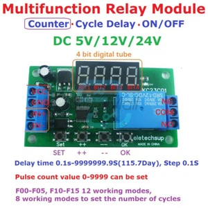 Pulse Counter Switch DC5/12/24V Adjustable Timer Delay Turn On/Off Relay Module - Bild 1 von 15