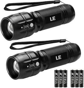 High Lumens LED Flashlight Waterproof Zoomable Adjustable Brightness 2PCS