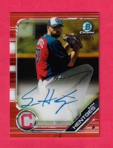 SAM HENTGES 2019 Topps 1st Bowman Chrome Prospect AUTO ORANGE REFRACTOR  /25 CPA