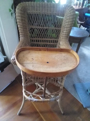 Antique brown wicker high chair Cover