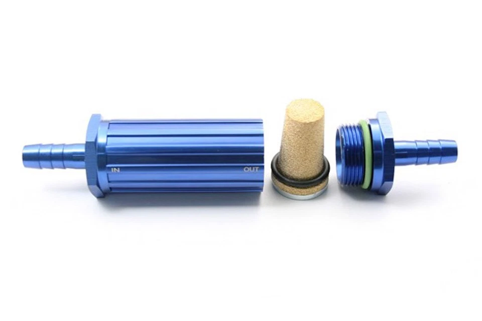 9mm Barb 3/8" Fuel Hose Car Billet Magnetic Racing Fuel Filter 30 Micron Blue - Image 1 of 4