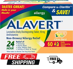 Alavert Allergy 24 Hour Relief, Citrus Burst Flavor, Orally Disintegrating Aller - Picture 1 of 7